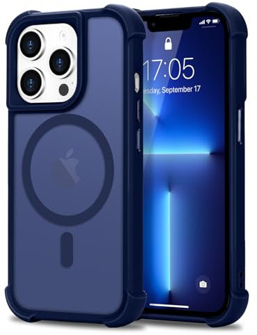 Micoden Magnetic Case for iPhone 13 Pro,Compatible with Magsafe,4 Corner Reinforced Protection Airbag Drop Protective Phone Case,Anti-Fingerprint Translucent Matte,Slim Shockproof Cover-Blue