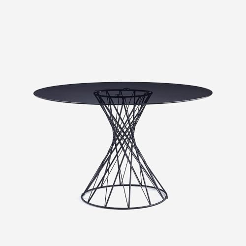 Table Ronde Design Moderne en Verre Noir 120cm pour Salon Naji