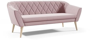 Sofello Skandinavisches 3-Sitzer-Sofa Gloria Skandinavischer Stil für Wohnzimmer ohne Schlaffunktion Beine aus Buche (Manila 09 - Rosa)