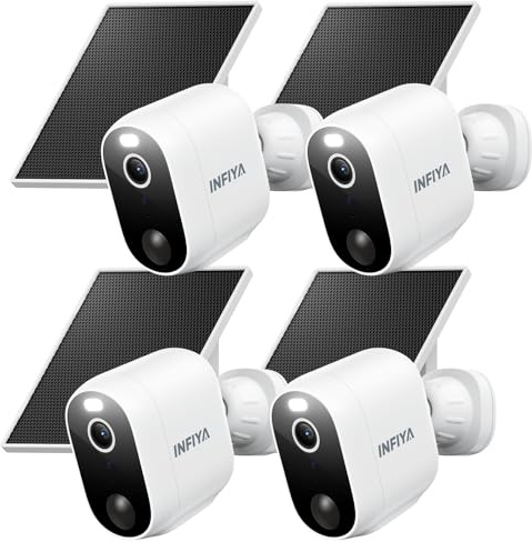 INFIYA Security Cameras Wireless Outdoor, Solar & Battery Powered, 4Pack