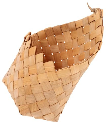 ifundom Wood Cutter Handcrafted Miniature Woven Flower Basket Wall Hanging Flower Pot for Indoor Plants Arrangement Natural Material