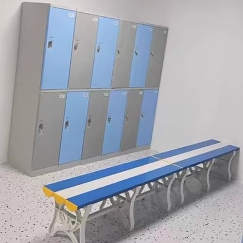 Badehaus - Umkleidebank Lange Umkleidebank ABS-Kunststofflatten, 150 180 200 cm Umkleide-/Schuhbank mit rutschfester Oberfläche, für Wasserparks/ Tanzstudios/ Badezimmer(Blue-white 2 Pcs,Length 200cm)
