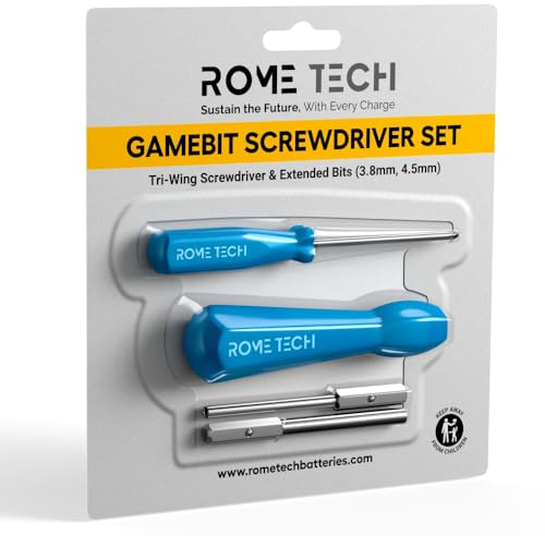 Rome Tech Gamebit Screwdriver Set for GameCube, Gameboy, SNES, NES, N64, Sega Game Cartridge, Tri Wing Screw Driver & 3.8mm 4.5mm - Screwdriver Bit Set Console Repair Tool