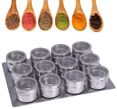 Stgbcst Lot de boîtes à épices magnétiques en acier inoxydable avec aimants - 4,5 x 6,3 cm - 1200 g - Convient aux réfrigérateurs de cuisine (style 3)