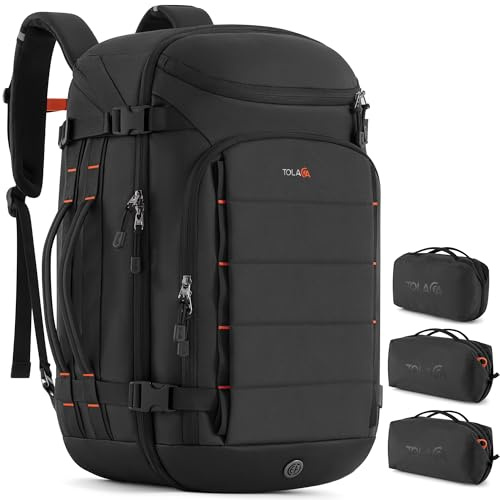 Tolaccea Reiserucksack Handgepäck Laptop Rucksack 40L für Business Urlaub | Extra 3 Packwürfel | 7L Nassfach | 180°-Laptopfach bis 16 | Weiche Rückenpartie | für 2-4-tägige Reisen