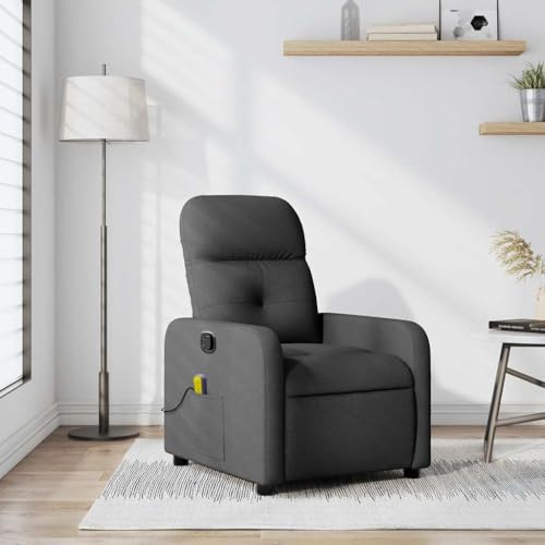 SKTQYQO Massagesessel, neigbar, dunkelgrau, aus Stoff mit 6 Vibrationspunkten und manueller 135-Grad-Funktion für Entspannung und Komfort zu Hause