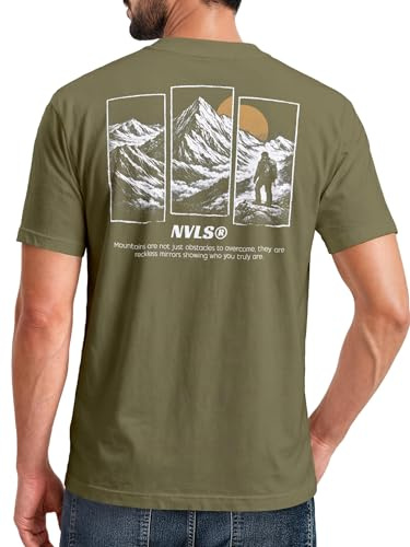 Neverless® Herren T-Shirt Backprint Mountain Adventure Grafik Outdoor Nature Fashion Streetstyle Männer