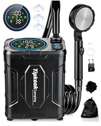 Tipkook 13000mAh Long-lasting Portable Camping Shower for Camping Hiking | 100-240 Mins Long-lasting, LED Display, IPX8 Waterproof, 5 Water Speeds, PP filter, Temp Display for Travel,Hiking,Pet Bath