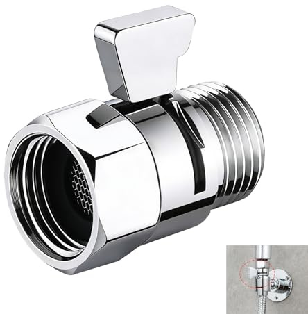 G1/2 Shower Hose Shut Off Valve, Shower Head Flow Control Valve, Leakproof Inline Stop Valve for Handheld Shower Heads Bidet Sprayers Toilet Sprayers Hose Attachments Bathroom Accessories