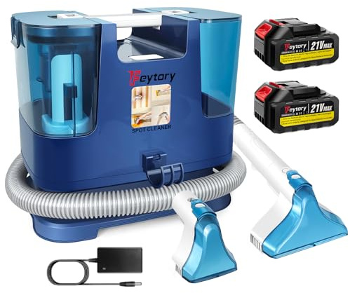 Cordless Spot Cleaner, 21V Portable Vacuum Cleaner with 2 x Batteries, 210W Wet Dry Upholstery Cleaner, Lightweight Stain Remover for Couch, Carpet, Mattress, Curtains & Car Interior