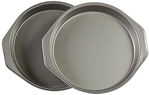Amazon Basics Rund Backformen für Kuchen, 22,8 cm, antihaftbeschichtet, Karbonstahl, 2er-Pack, Grau