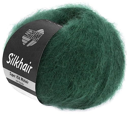 LANA GROSSA Silkhair | Feines Lace-Garn aus Superkid Mohair mit Seide | Handstrickgarn aus 70% Mohair (Superkid) & 30% Seide | 25g Wolle zum Stricken & Häkeln | 210m Garn FB 110