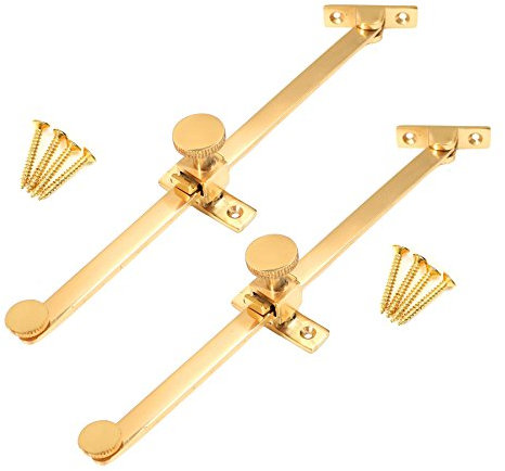 White Hinge Limited 2X Polished Brass Sliding Window Stay & Screws