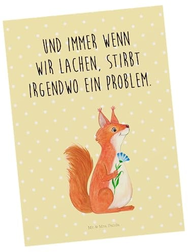 Mr. & Mrs. Panda Postkarte Eichhörnchen Blume - Geschenk, Einladung, Einladungskarten Geburtstag, Lachen, Ansichtskarte, Tiere, Spruch positiv,