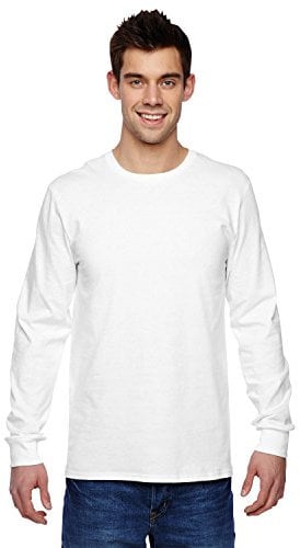 Fruit of the Loom Mens Valueweight Crew Neck Long Sleeve T-Shirt (4XL) (White)