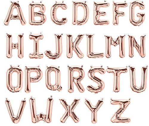 Ballon en aluminium - Lettre - Coloris au choix : argenté, doré, or rose - 40 ou 80 cm - Belle décoration pour toutes les occasions -, Rosé Gold, 40 cm - Buchstabe A