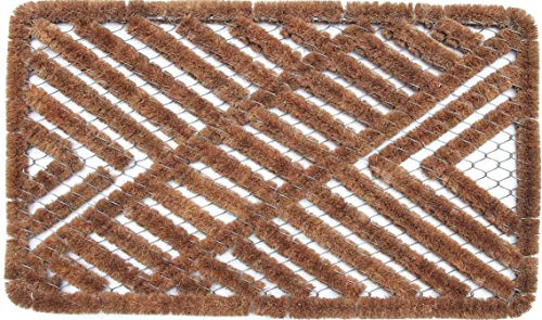 Coco & Coir Door Mat | Outdoor | Weather Proof Front Door Mat | Water Draining Boot Scraper (Iron Heart 45 x 75 cm)
