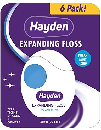 Hayden Clean+ Zahnseide | 6 Stück | Polar Mint mit Anti-Zahnstein Wirkstoffen für sanfte Pflege | 30 Meter pro Einheit