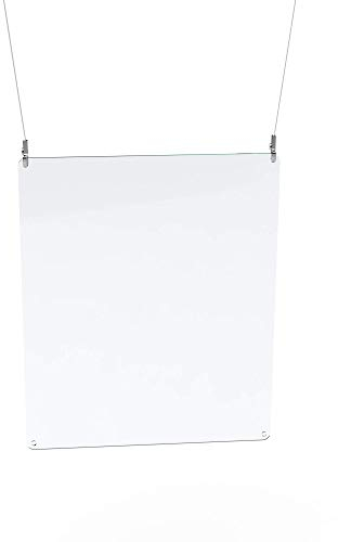 Betriebsausstattung24 Spuckschutz zum hängen - Acrylglas - Hustenschutz - 50,0 x 60,0 cm - Virenschutz zur Deckenmontage