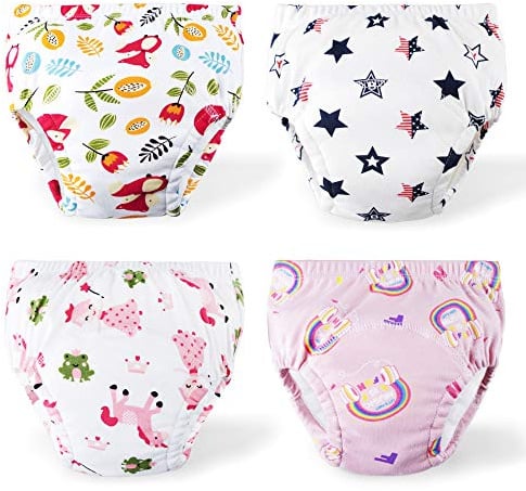 U0U Toddler Girls Training Pants 4 Pack,Baby Girl Cotton Training Underwear,Potty Training Underwear Toddler 3T Multicolor