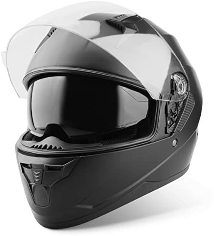 VINZ Kennet Integralhelm mit Sonnenblende | Motorrad Helm Vollvisierhelm Mopedhelm | Motorradhelm Full-Face Helme | für Damen & Herren | In Gr. XS-XL - Matt Schwarz