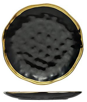 Servizio Piatti Nordic Piatto in ceramica Insalata di frutta Dessert Piatti di Natale Piatti d'oro Piatti d'oro Set da cena in porcellana Nero Party Vassoi rotondi decorativi Piatti ( Color : C )