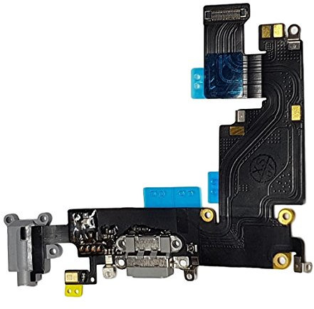 DHLK® Charging Dock connector compatible with iPhone 6 Plus - Charging Port Flex Cable, Dark Grey (A1522, A1524, A1593)