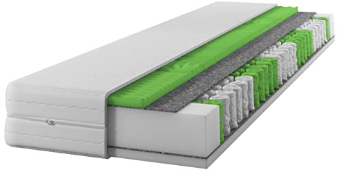 IZER Matratze 90x200 H2 / H3, 7-Zonen, Taschenfedern, Steppbezug, Federkern, Massageschaum