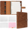FYY Leather A5 Ring Binder Notebook, 6 Ring A5 Binder with A5 Refill Papers, Binder Pockets and Subject Dividers Paper Sheet, Travel Binder Journal Personal Planner with Ring Binder Brown