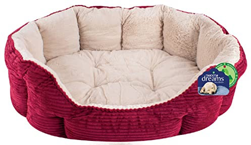 Kleines Hundebett Haustierbett Rund Cord Plüsch Hundekissen Warm Flauschig Haustier Korb