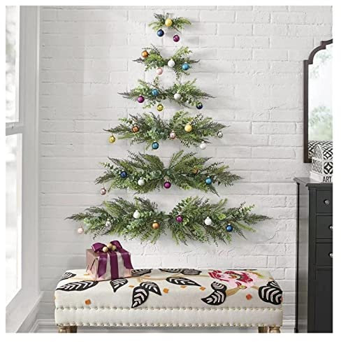 Albero Di Natale Appeso A Parete Fai-da-te, Albero Di Natale Artificiale Fissato Al Muro Con Palla Di Natale, Decorazione Natalizia Unica Creativa for Decorazioni for Feste Da Parete for Interni