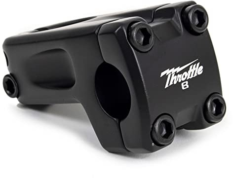 Eastern Bikes Throttle BMX Stem, 22.2mm Clamp Dia, 50mm Reach, Frontload or Topload, Lightweight 6061 Alloy, Chromoly Bolts (Frontload, Black)