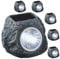 Cepewa Solarlampe 6er Set Steinoptik | schwarz 6,5x6x5cm Polyresin | Akkubetrieben Solarpaneel | Gartenleuchte Wegleuchte (1 x 6er Set Solarlampe Stein)