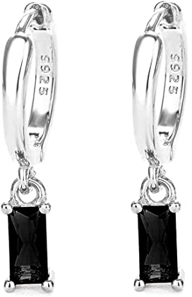 Silber Ohrringe Damen mit schwarzer Edelstein Tropfen, Creolen Silber für Frauen 925 Silber Ohrringe Kreolen, Kristall Ohrringe Hängend, 925 Silber Anhänger Ohrringe für die Hochzeitsfeier der Frauen
