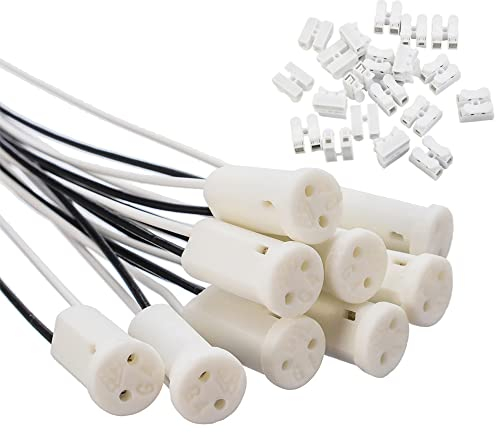 Xiatiaosann G4 LED Lampenfassung, Keramik G4 Lampendrahtverbinder Fassungshalter 20 cm Lampenfassungen 12 V für Halogen Glühlampen LED Fassungsverbinder, mit Federdrahtverbindern