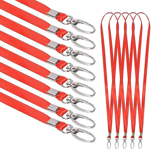Cimeton 50Pcs Red Badge Lanyard, Lanyards Bulk, gewebte Lanyards mit Swivel Hook Clips für Büro-ID Name Badge Holder Key Chains