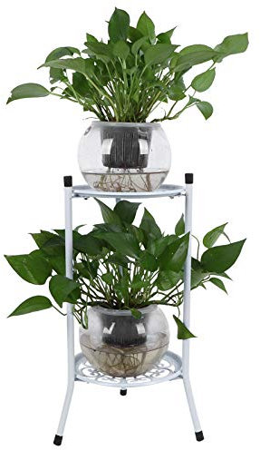 Support Pour Plantes En Métal, 2 étages De Hauteur Pour Terrasse, Antirouille, Durable, Porte-pot De Fleurs, étagère, Organisateur De Rangement Pour Jardinière, Décoration(Blanc)