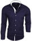 Subliminal Mode - Chemise Homme Coupe Ajuster Col et Manche Bicolore avec Un Repassage Facile Manches Longues Casual S500 Couleur Bleu Marine Taille XL