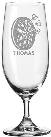 Leonardo Vaso de cerveza con grabado – Dardos – Personalizado con nombre – Tulipán de cerveza como regalo – Idea de regalo para hombres – Regalos para papá para el Día del Padre – 280 ml