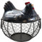 DSOUWEH Ceramic Hen Ornament With Large Storage Capacity For Chicken Shape Iron Basket Metal Egg Holder, black