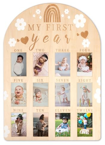 Cadre photo pour Bébé, Affichage de Photos de ma Première Année Cadre Photo Personnalisé pour Garçon Fille Anniversaire de Bébé Décorations de Chambre d'Enfant