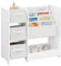 Lestarain Kinderzimmerregal, Spielzeug-Organizer, Regal für Kinderzimmer Spielzimmer, mit 3 Aufbewahrungsboxen 4 Hängefächern 1 Fach, aus Massivholz MDF, Weiß, 65x60x30 cm (BxHxT)