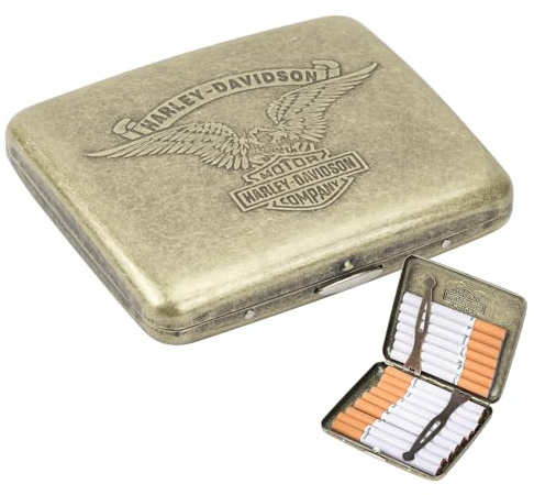 Shengxi Pitilleras para Cigarrillos, Pitilleras para Cigarrillo para Mujer Hombre Pitillera, Pitillera de Metal Vintage Portátil Tabaco Box Capacidad para 20 Cigarrillos con Caja de Regalo