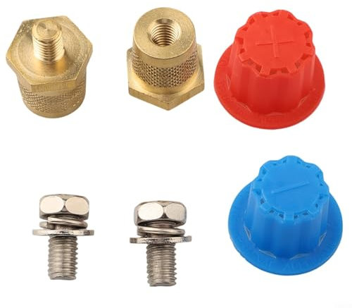 Battery Terminal Extenders Set of 2 M8 Brass Connectors Perfect for Replacement and Repair in Cars and Boats (With Cover)