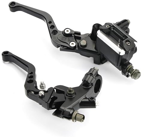 Anhoer 1 Pair Universal Motorcycle Brake and Clutch Levers, 7/8 (22mm) Handlebar Hydraulic Master Cylinder Reservoir Set, Adjustable Left & Right for ATV Dirt Bike Scooter, Black