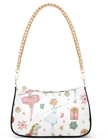 OWFKAY Clutch Shoulder Bag Tote Handbags for Women Hobo Bags Purse Christmas Nutcracker Ballerina Princess with Zipper Closure