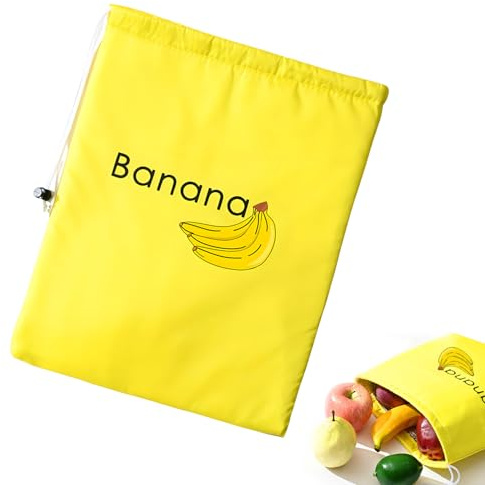 Reusable Banana Storage Bag with Aluminum Lining, Drawstring Closure for Freshness, Ideal for Fruits and Vegetables