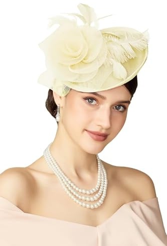 BABEYOND Damen Federn Fascinator Hut Mesh-Blumen Haarclip | ascot, federn, mesh-blumen, pillbox-design, ideal für hochzeiten, rennen & partys