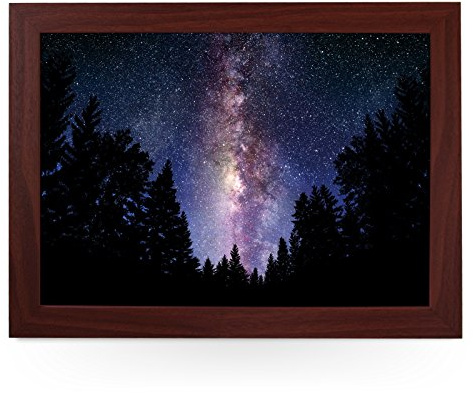 Portable Lap Desk Tray (Milky Way Night Sky) Handmade Wooden Frame, Beanbag Cushioned Bottom | Computers, Laptops, Meals, Food | L0056 Brown