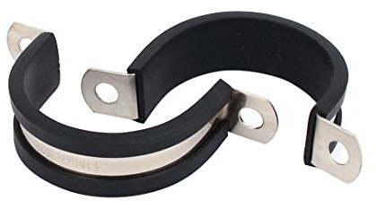 Sourcingmap 38mm Dia EPDM Rubber Lined U Shaped Pipe Tube Wire Clamps Clips 2pcs